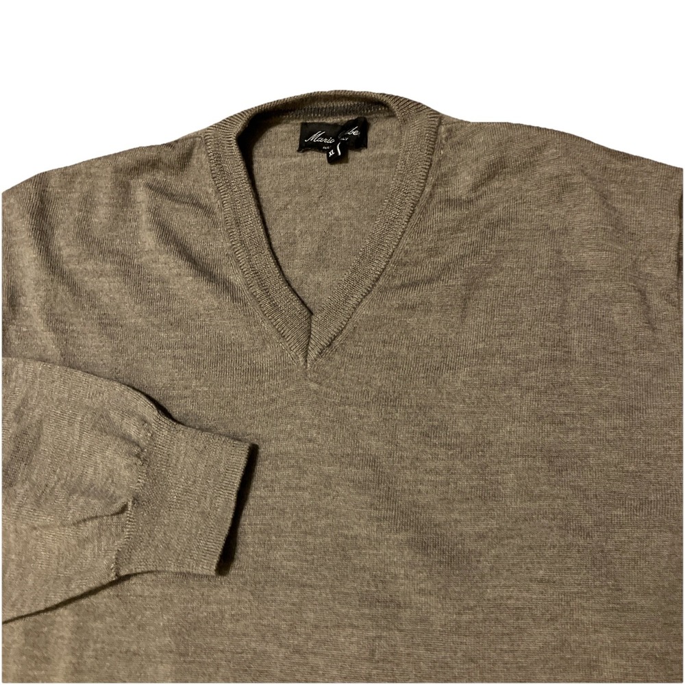 Mario Gilberti Lambs Wool Sweater Mens XL Green V-Neck Knit Made in Italy
